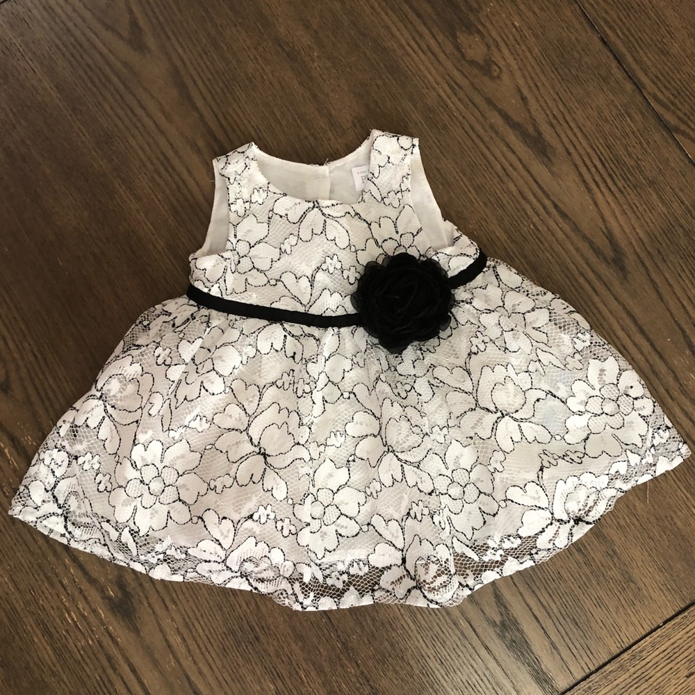Black and white eyelet/lace dress
